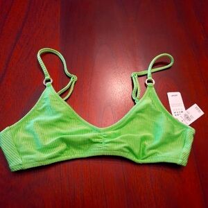 NWT Aerie Vibrant Green Shimery Ribbed Women's Bikini Top